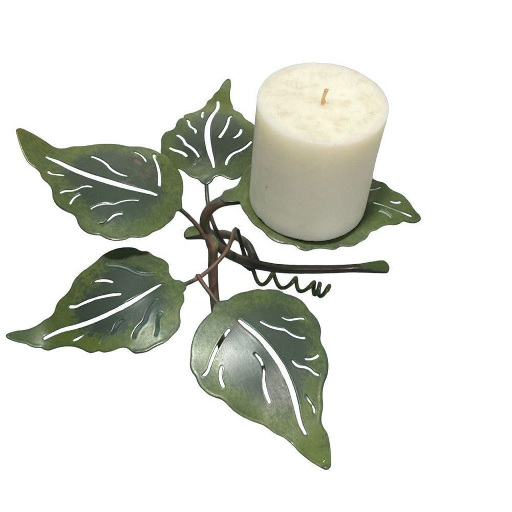 Figi Caleaf-191 Green 5 Leaf Lily Pads Metal Pillar Candle Holder 2000